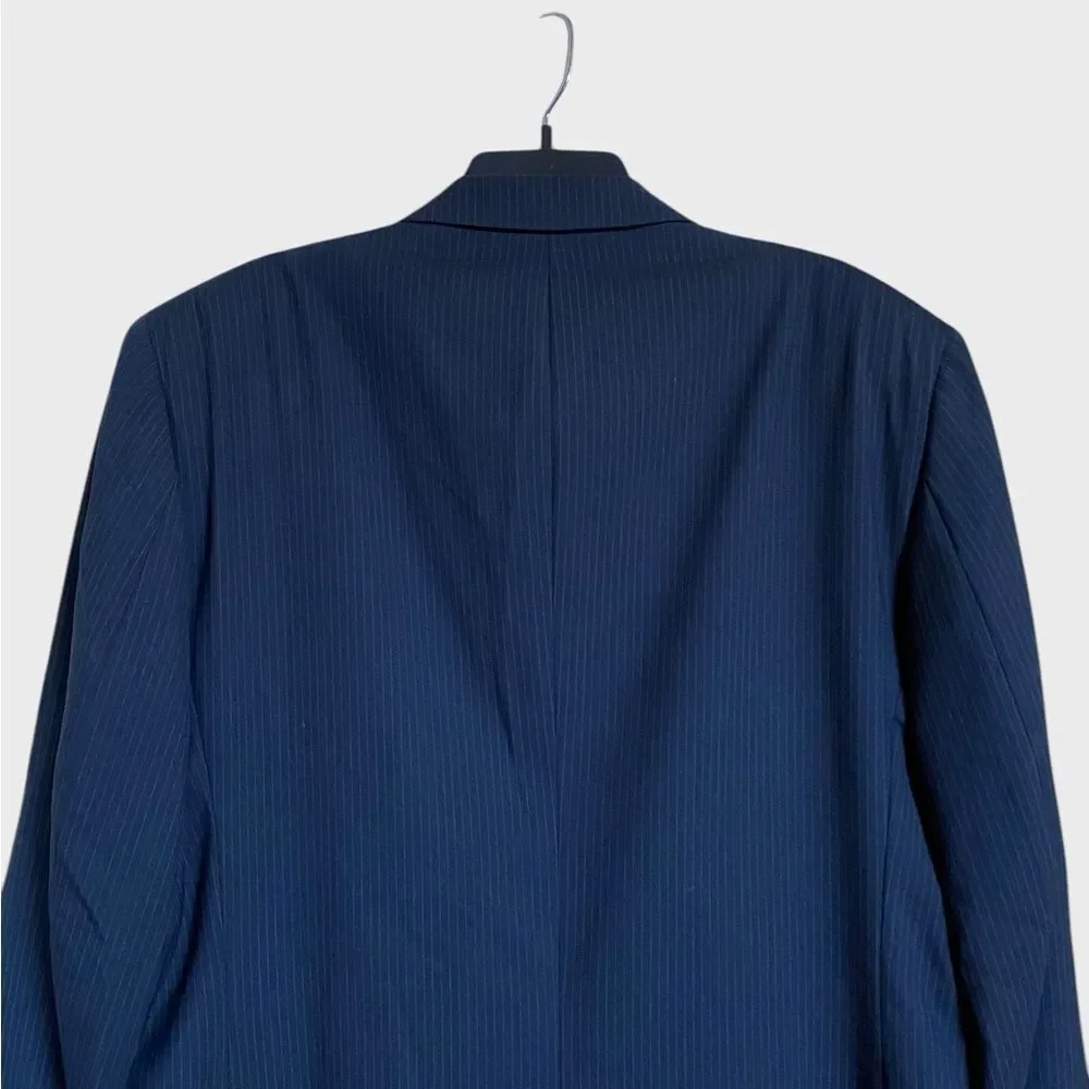 Jos. A. Bank Men's Two Button Wool Blazer Sport Coat 44L Navy Pin Striped Preppy